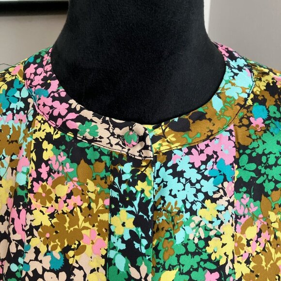 J. Crew size 00 multicolor floral collarless button down blouse - Picture 2 of 5